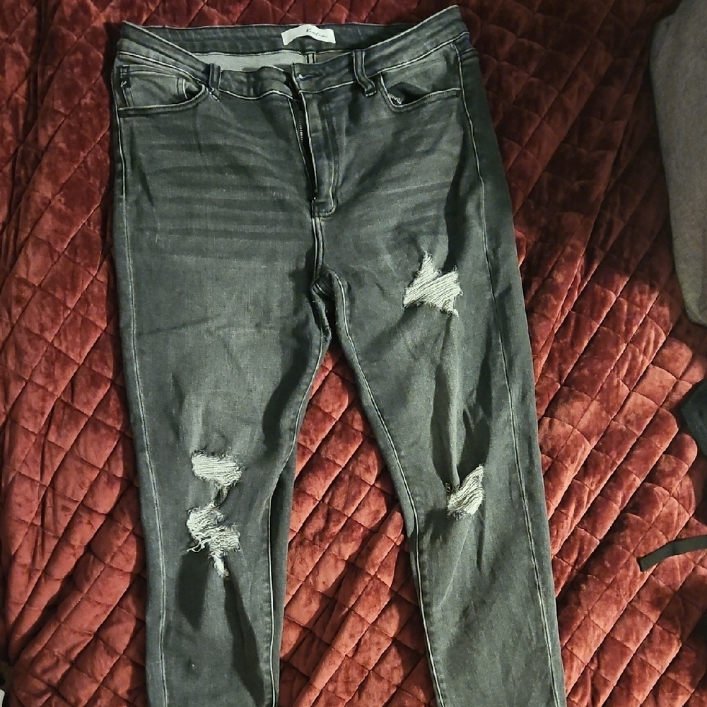 Stylish Distressed Gray Jeans